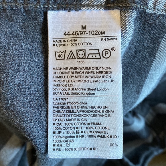 Banana Republic Luxe Flannel Camden Plaid shirt Grey Sz M - Picture 5 of 5